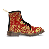 Women's Rouge & Gold Paisley Canvas Boots - Function123