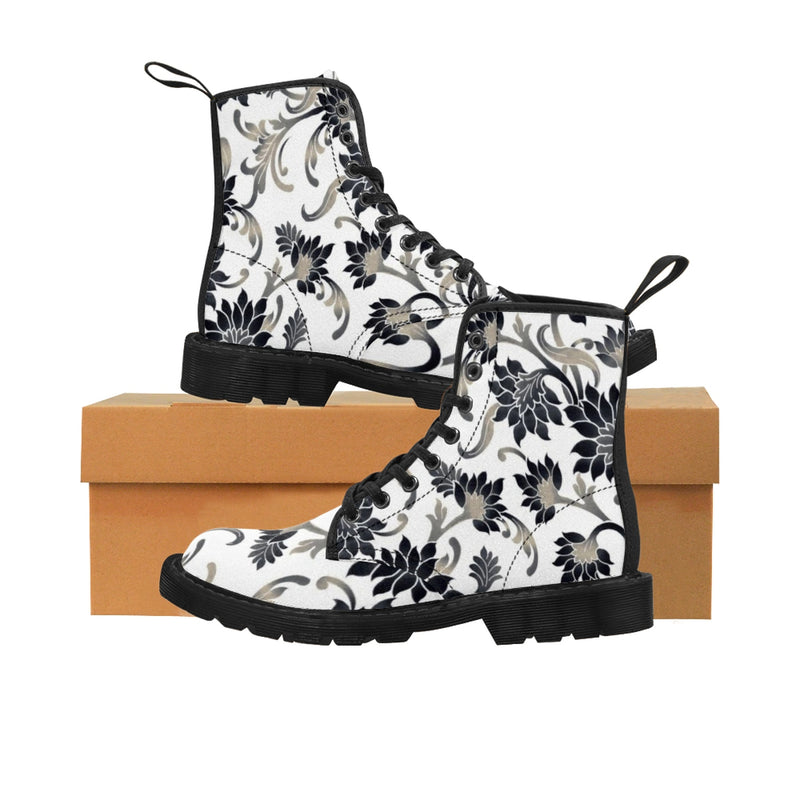 Women's Grey Floral Boots - Function123