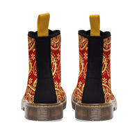 Women's Rouge & Gold Paisley Canvas Boots - Function123