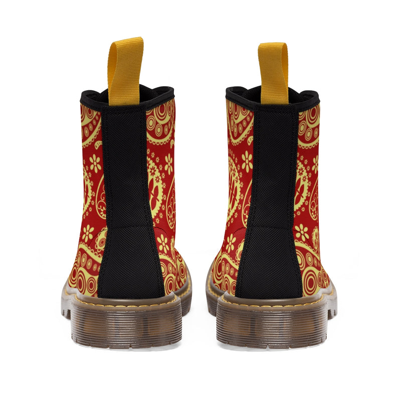 Women's Rouge & Gold Paisley Canvas Boots - Function123