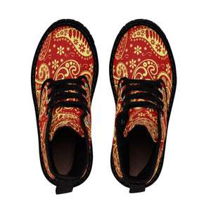 Women's Rouge & Gold Paisley Canvas Boots - Function123