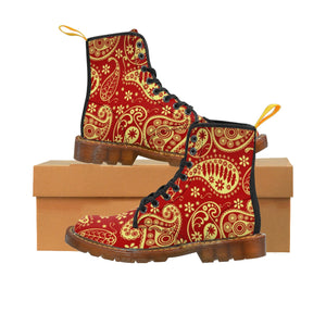 Women's Rouge & Gold Paisley Canvas Boots - Function123