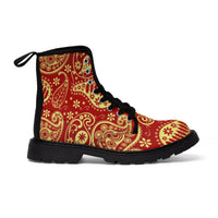 Women's Rouge & Gold Paisley Canvas Boots - Function123