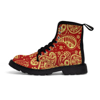 Women's Rouge & Gold Paisley Canvas Boots - Function123