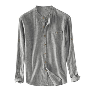 Banded Collar Long Sleeve Shirt - Function123