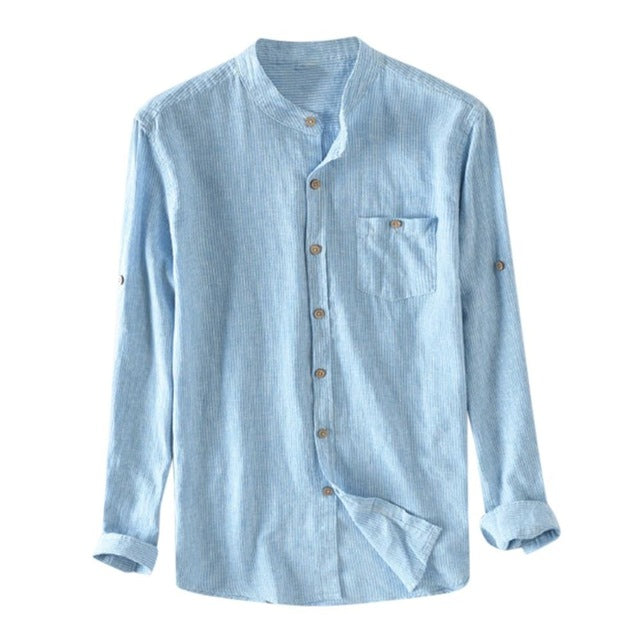 Banded Collar Long Sleeve Shirt - Function123