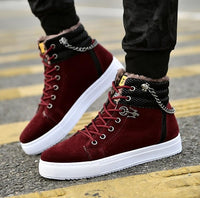 High Quality Men Vulcanized shoes New High Top Canvas Casual shoes Men Autumn Leather Sneakers Metal Chain Plus Size Male Flats - Function123