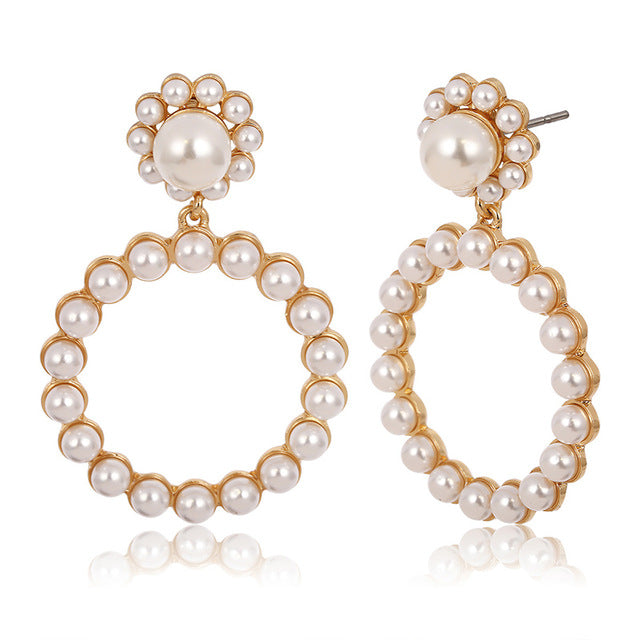 Trendy Pearl Charm Earrings