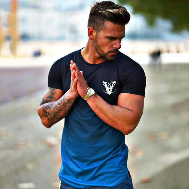 Mens Gradient Color Fitness Shirt - Function123