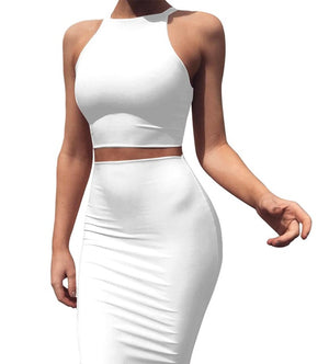 Slim Fit Crop Top and Skirt Set - Function123