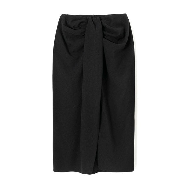 High Waist Vintage Fashion Skirt With Knot Wrap