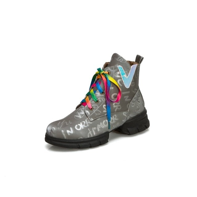 British Style Graffiti Boots for women