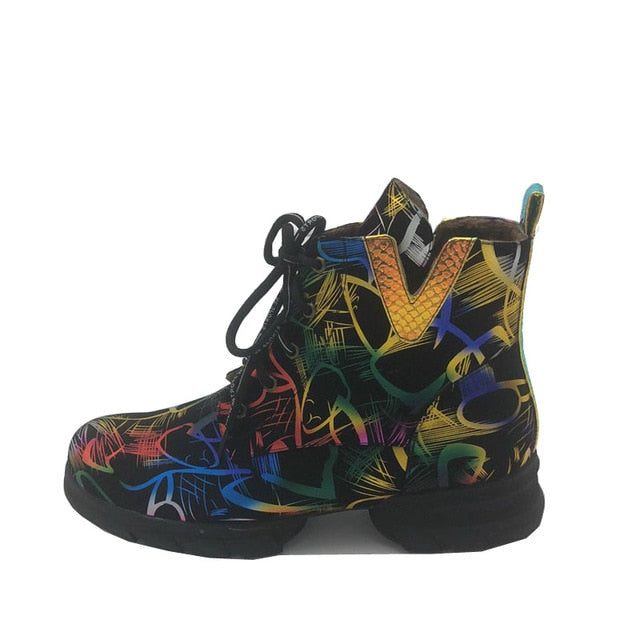 British Style Graffiti Boots for women