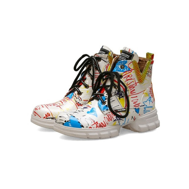 British Style Graffiti Boots for women