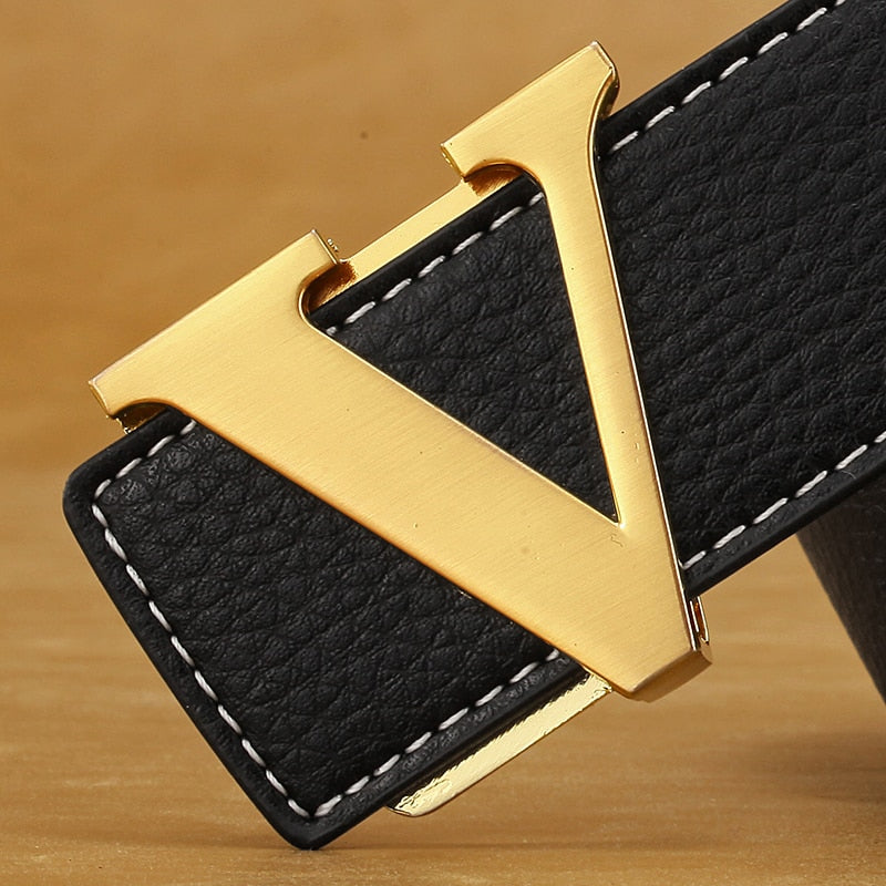 Classic "V" Belt with White Stitching