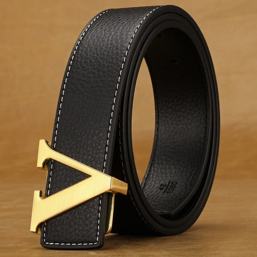 Classic "V" Belt with White Stitching