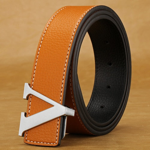 Classic "V" Belt with White Stitching