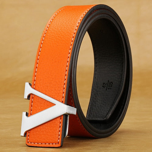 Classic "V" Belt with White Stitching