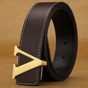 Classic "V" Belt with White Stitching