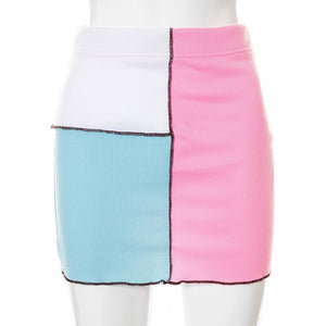 Colorful Patchwork Mini Skirt