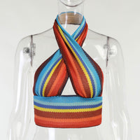 Knitted Striped Halterneck Top