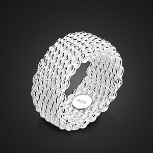 Elegant Mesh Sterling Silver Ring