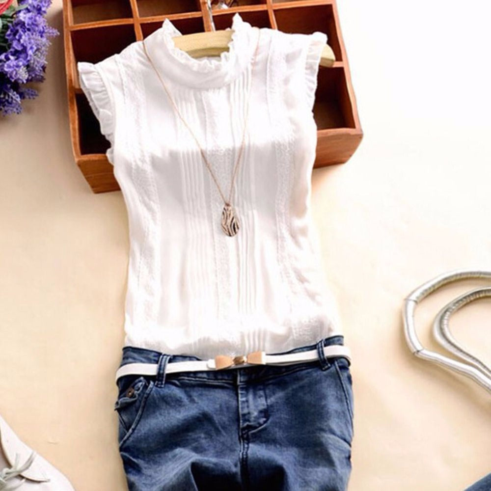 Slim Fit Sleeveless Ruffled Shirt - Function123